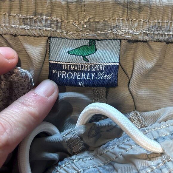 Properly Tied Youth Mallard Shorts YL Gray Fish Print Casual Boys Shorts - Picture 3 of 5